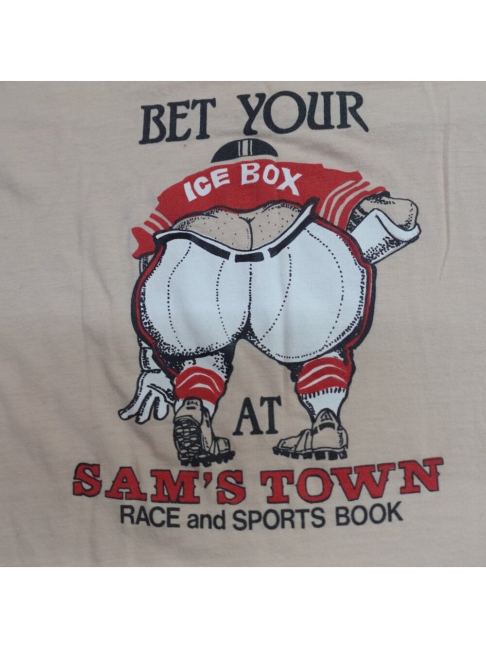 Vintage Sam's Town Hotel Shirt Small Beige Race Sportsbook Gambling Hall Vegas